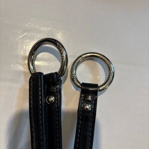 Coach Black genuine Leather shoulder Strap with Silver Rings